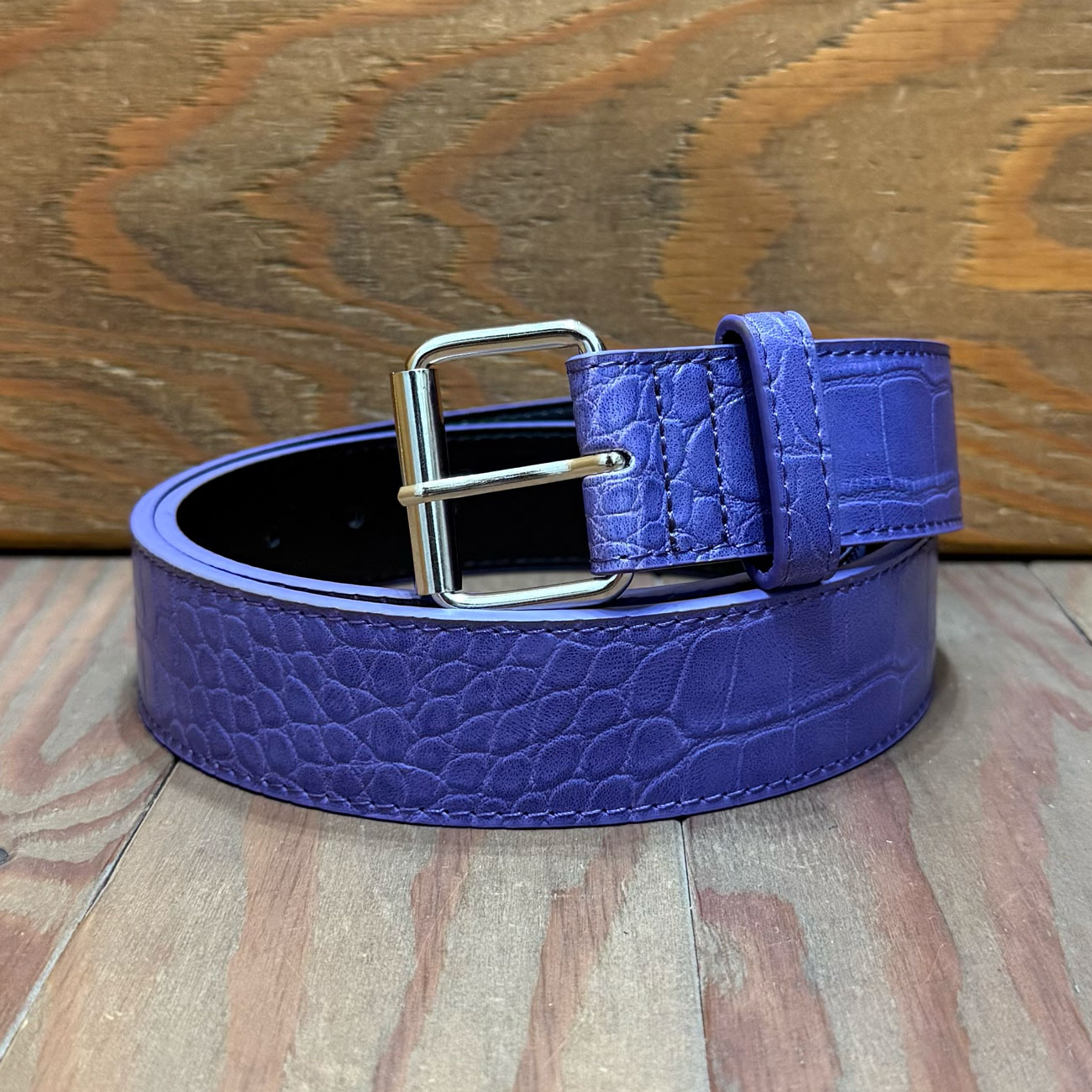 LOOSEY LOVES YOU PURPLE CROC SKIN BELT