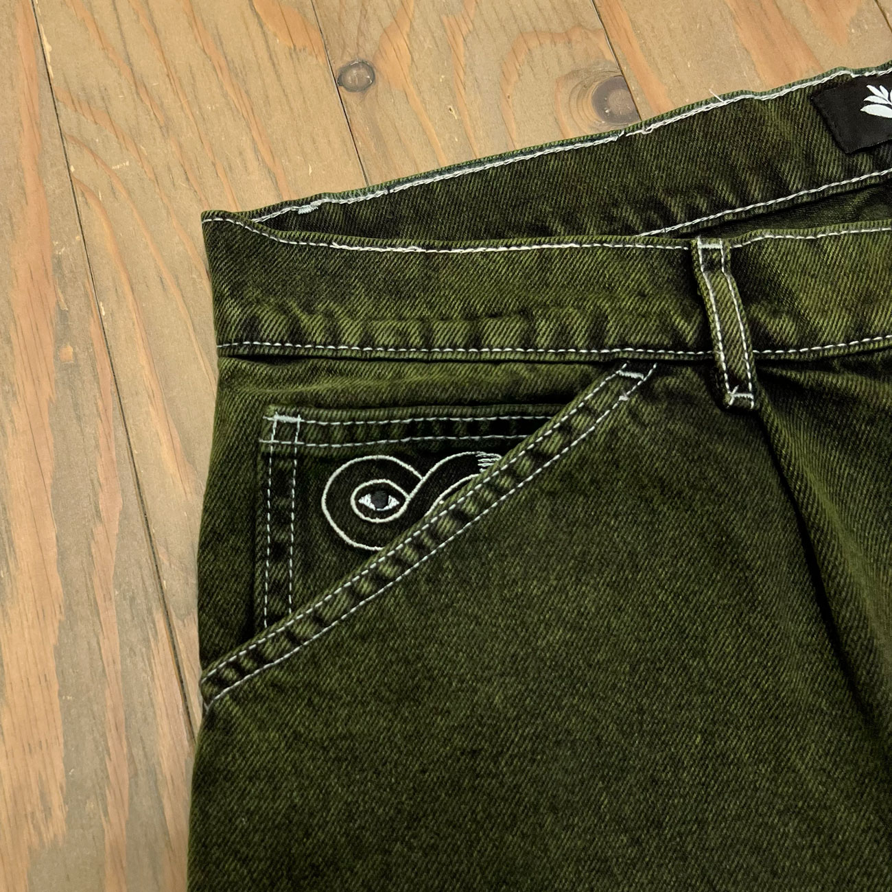 MAGENTA OG DENIM LONG SHORTS DYED GREEN DENIM