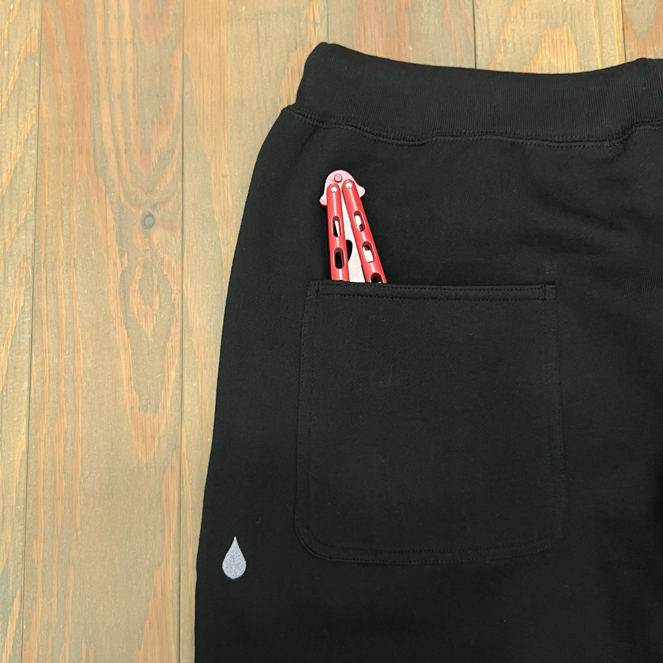 COLOR COMMUNICATIONS DRIP EMB LETTER SWEAT PANTS BLACK