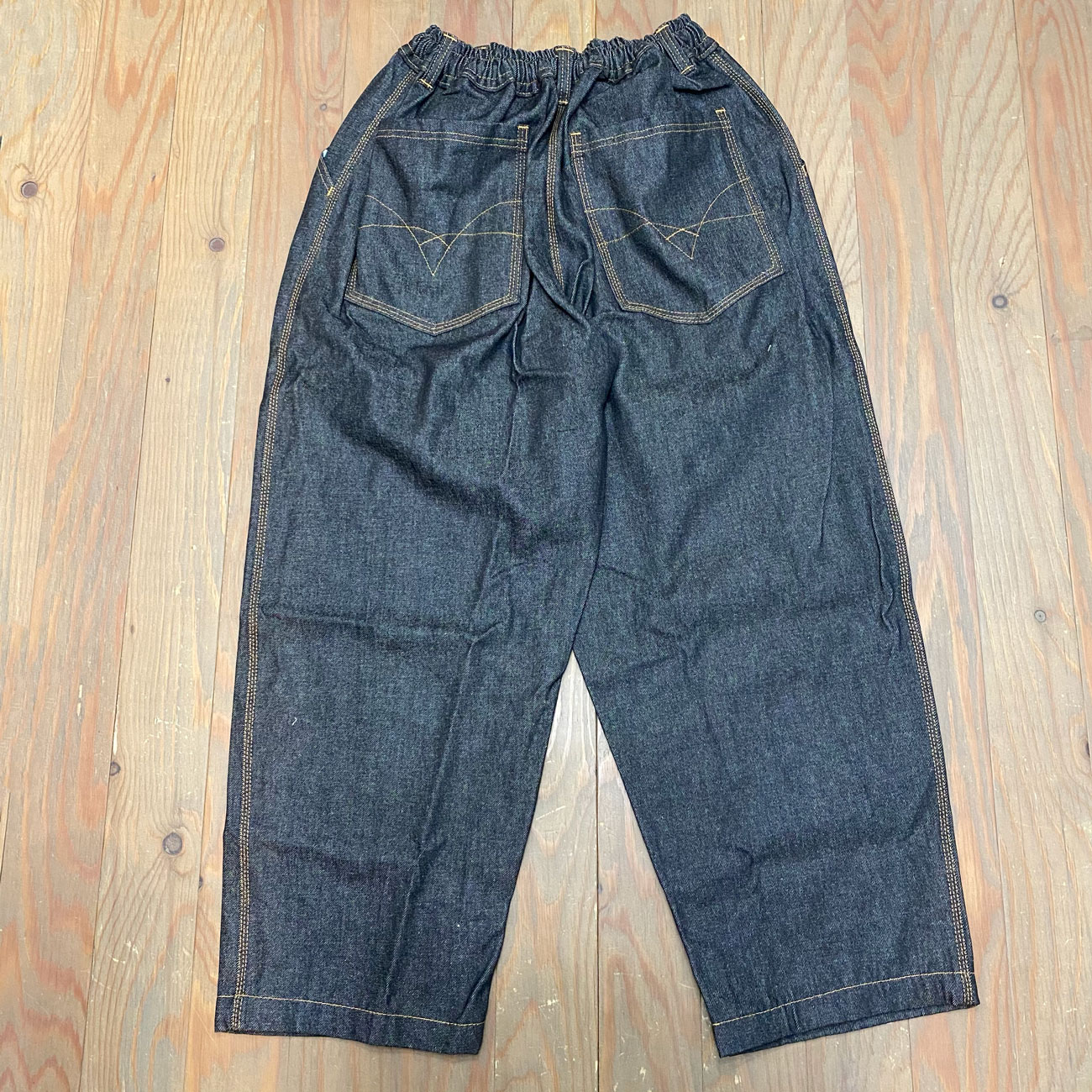 TELEVISI STAR VX1 BAGGY OG PANTS GOLD STICHING RAW DENIM BLACK