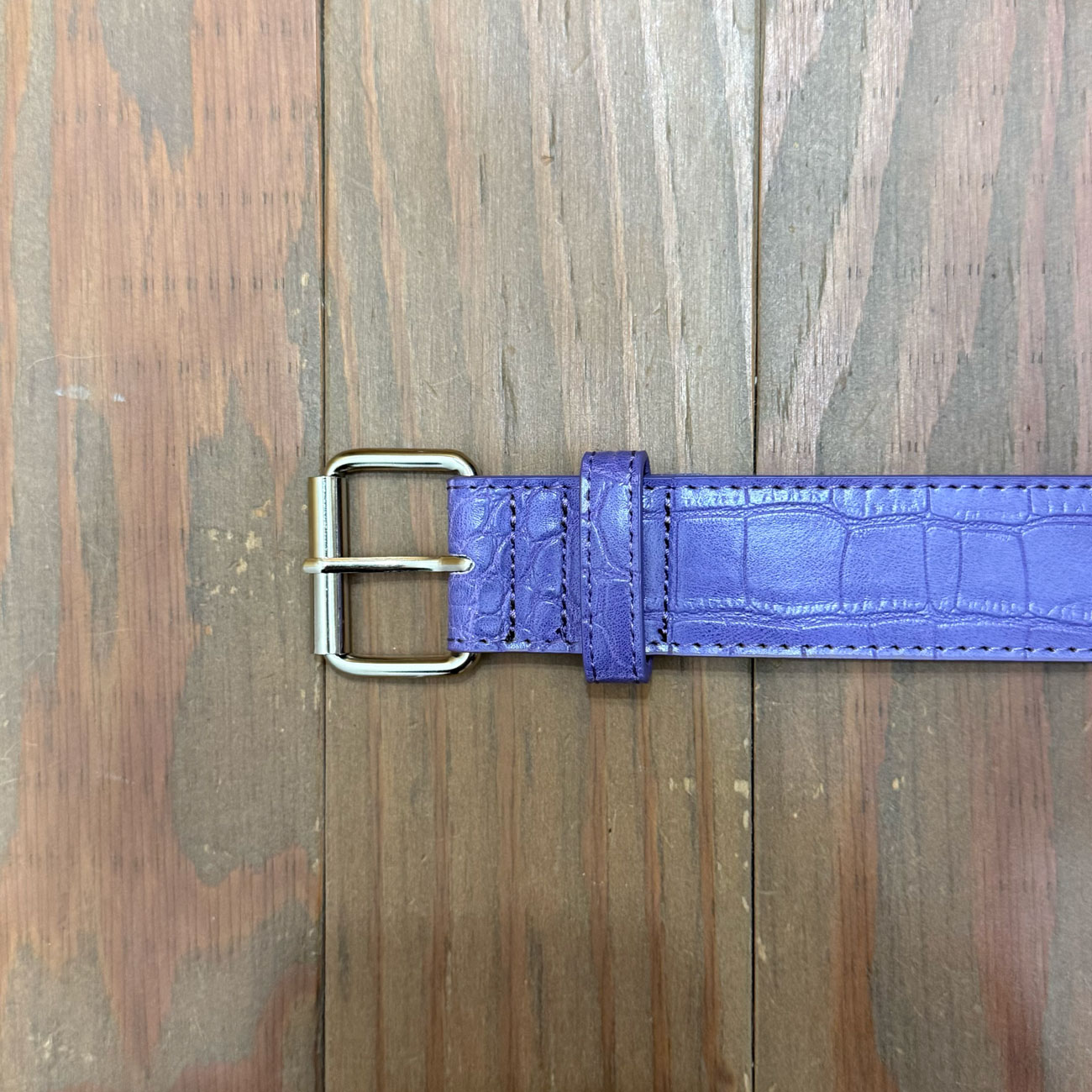 LOOSEY LOVES YOU PURPLE CROC SKIN BELT